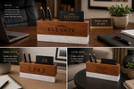 Personalized Marble & Acacia Desk Name Plate | Premium Office Gift