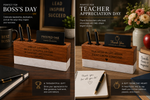 Personalized Marble & Acacia Desk Name Plate | Premium Office Gift