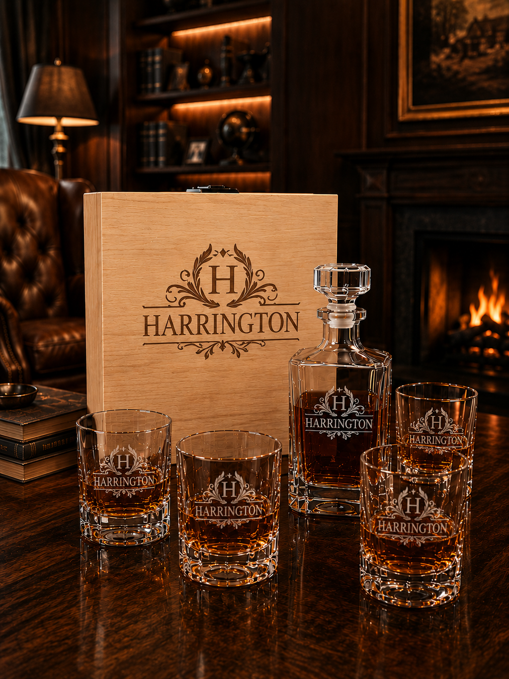 Wood Decanter and 4 Glass Box — XL Walnut · A Keepsake Worth Keeping