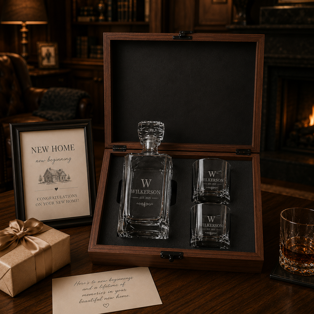 Wood Decanter and 2 Glass Gift Box - L  · A Keepsake Worth Keeping
