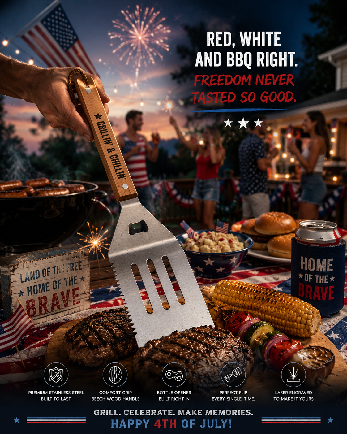 Personalized Grill Spatula | Custom BBQ Gift for Men