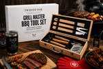 Personalized 11 Piece BBQ Grill Set with Wooden Case