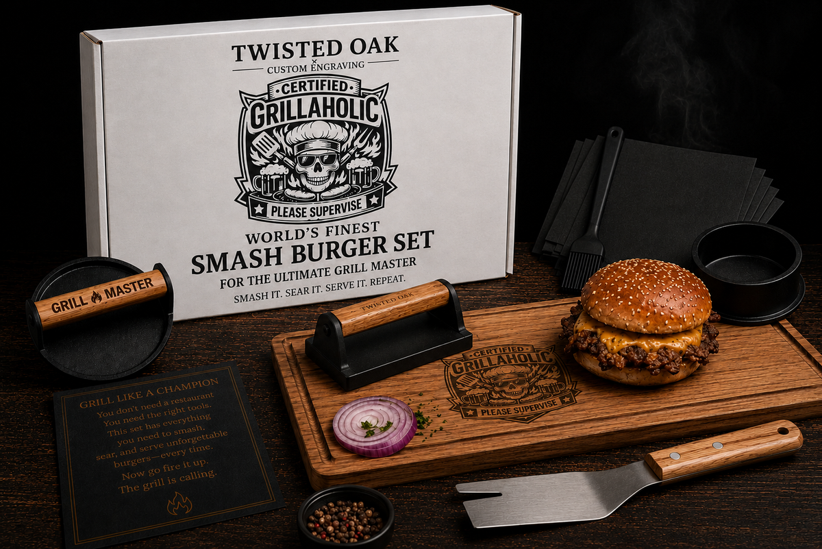 Personalized Smash Burger Grill Set | Custom BBQ Gift for Grill Masters