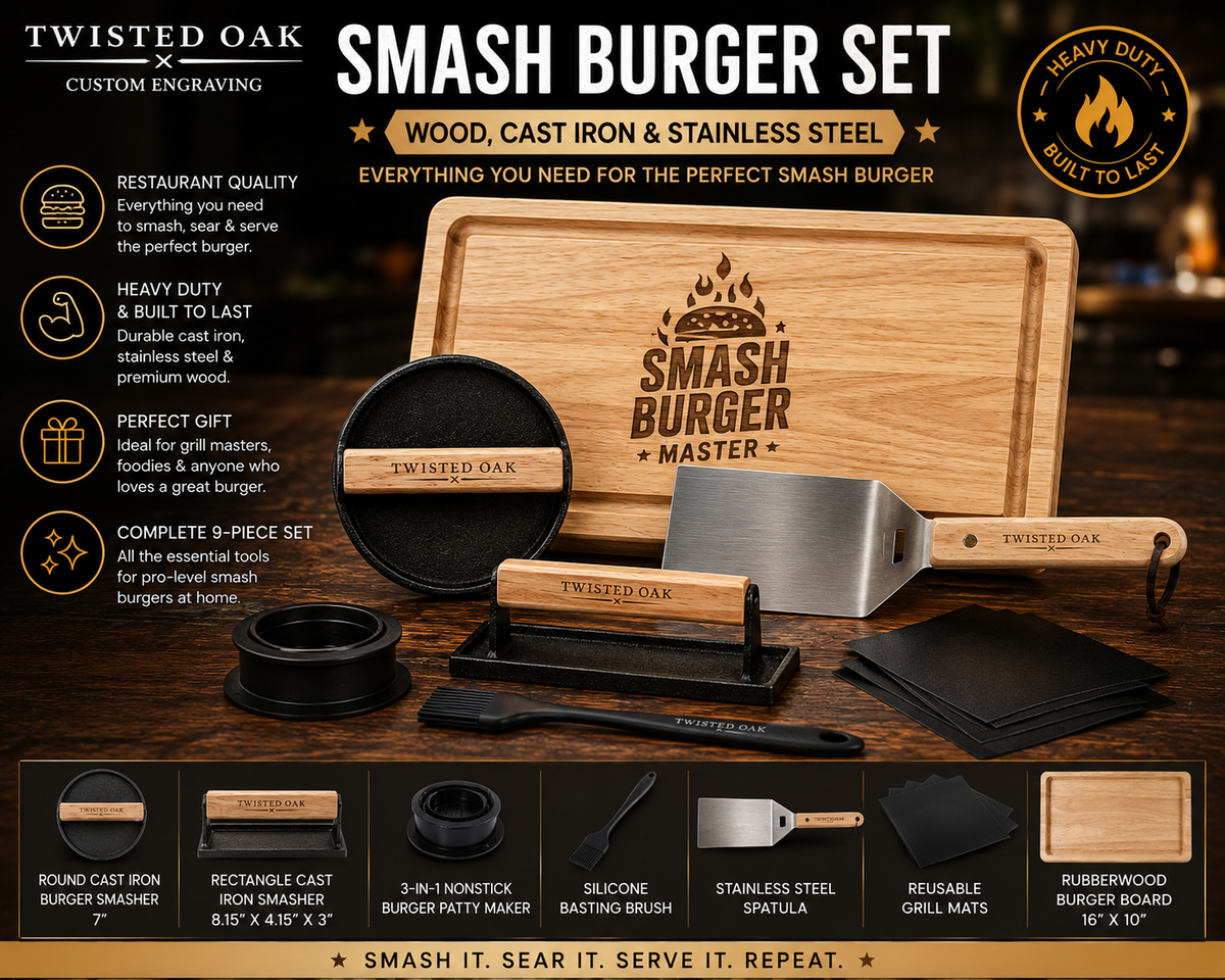 Personalized Smash Burger Grill Set | Custom BBQ Gift for Grill Masters