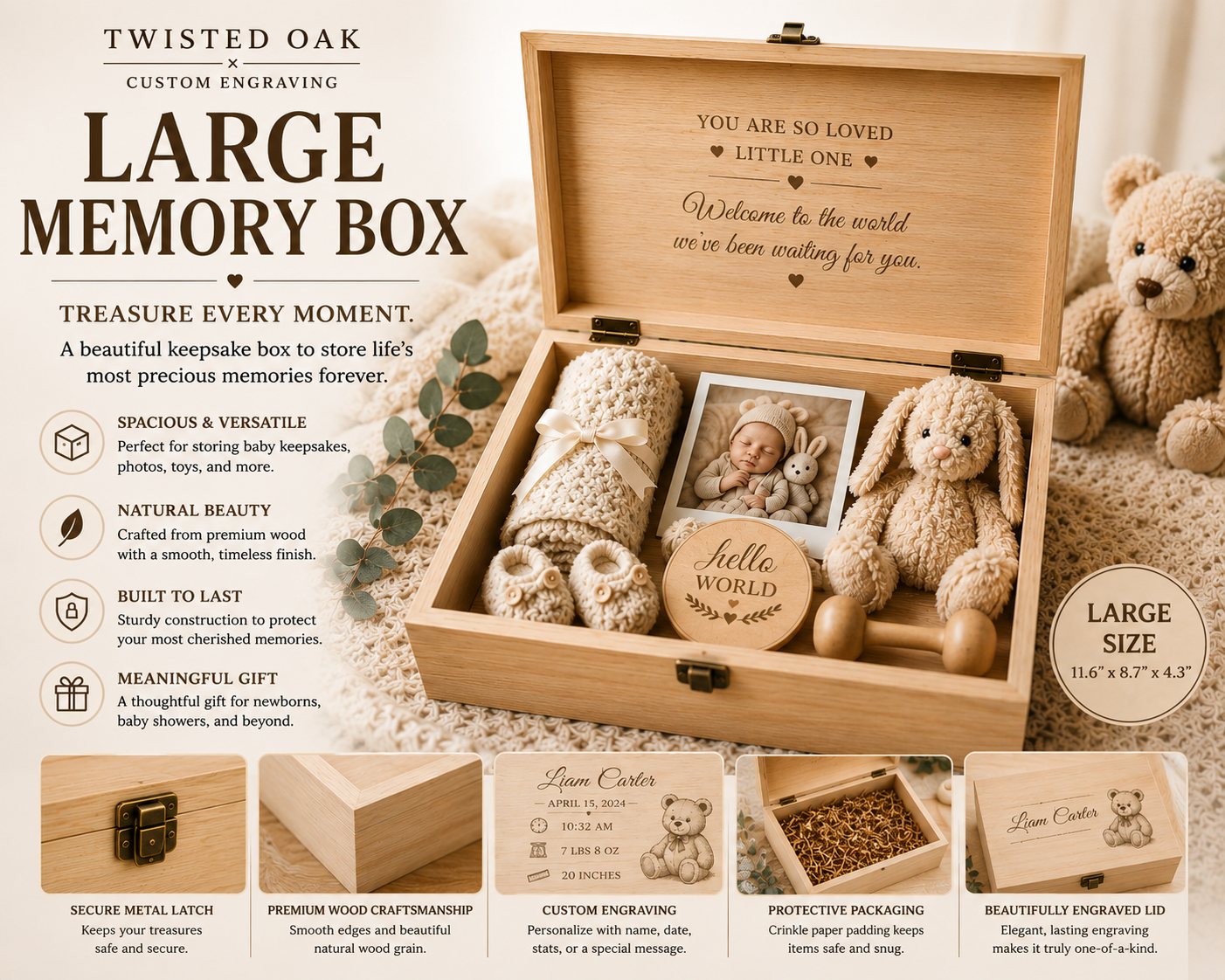 Large Wooden Memory Box