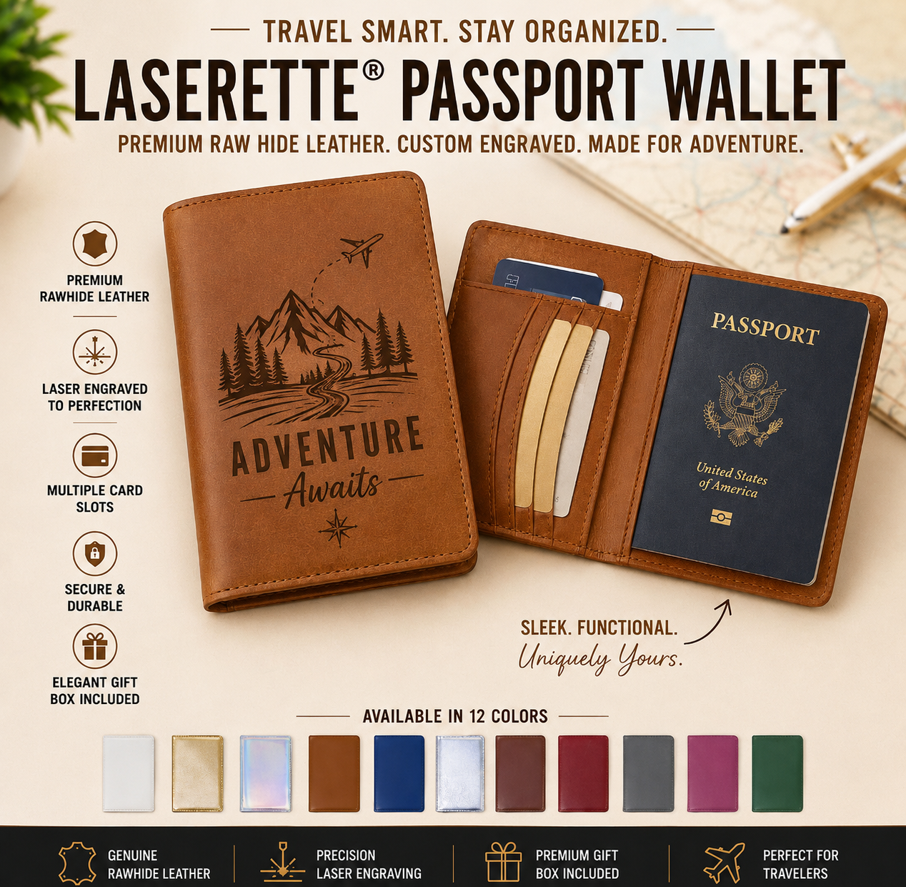 Personalized Passport Wallet | Custom Travel Gift