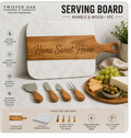 Marble & Acacia Wood Serving Board – 5‑Piece Gift Set