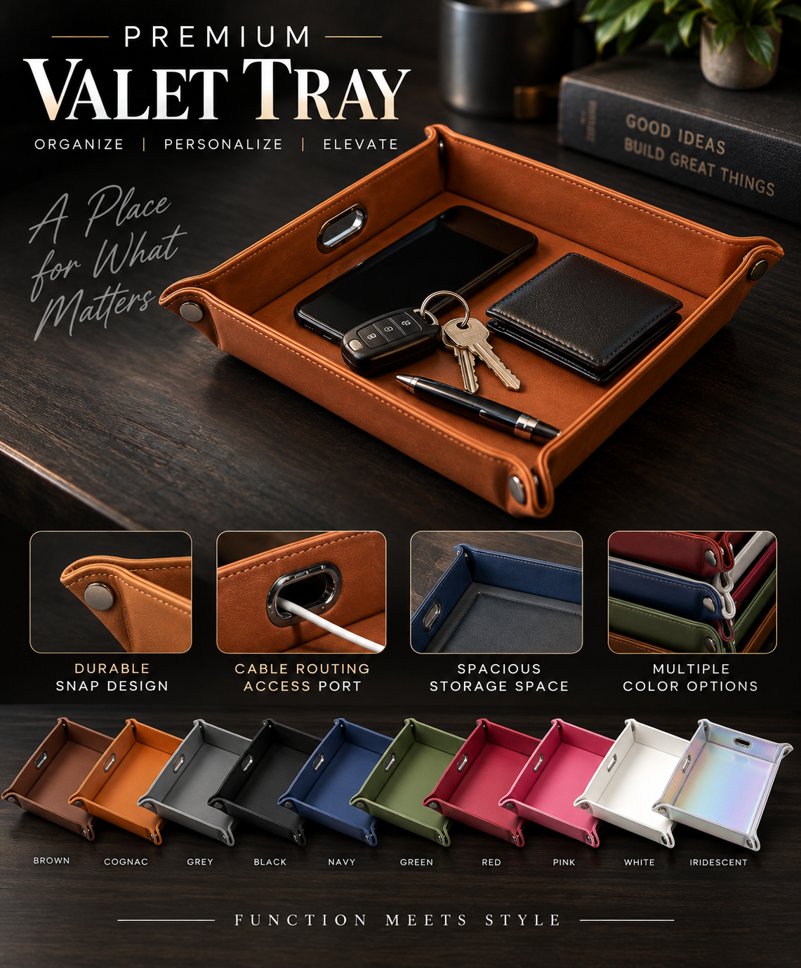 Personalized Valet Tray | Snap-Together Desk & Nightstand Organizer