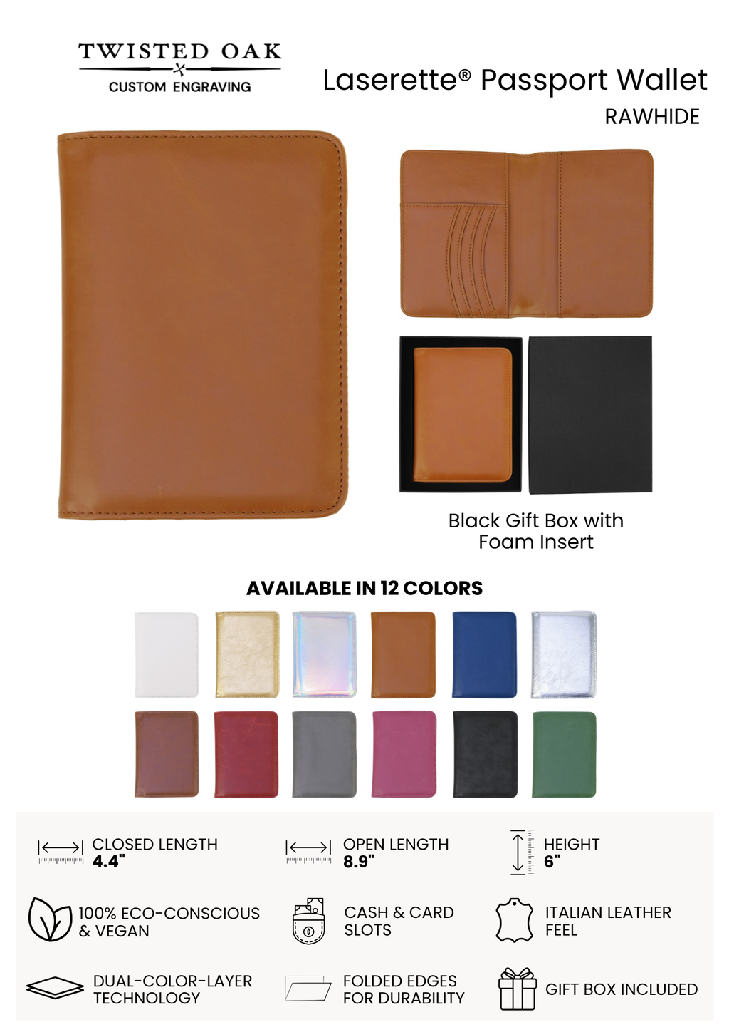 Laserette® Passport Wallet — Travel‑Ready, Durable, and Fully Customizable