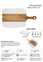 Personalized Marble & Acacia Serving Board | 5-Piece Set