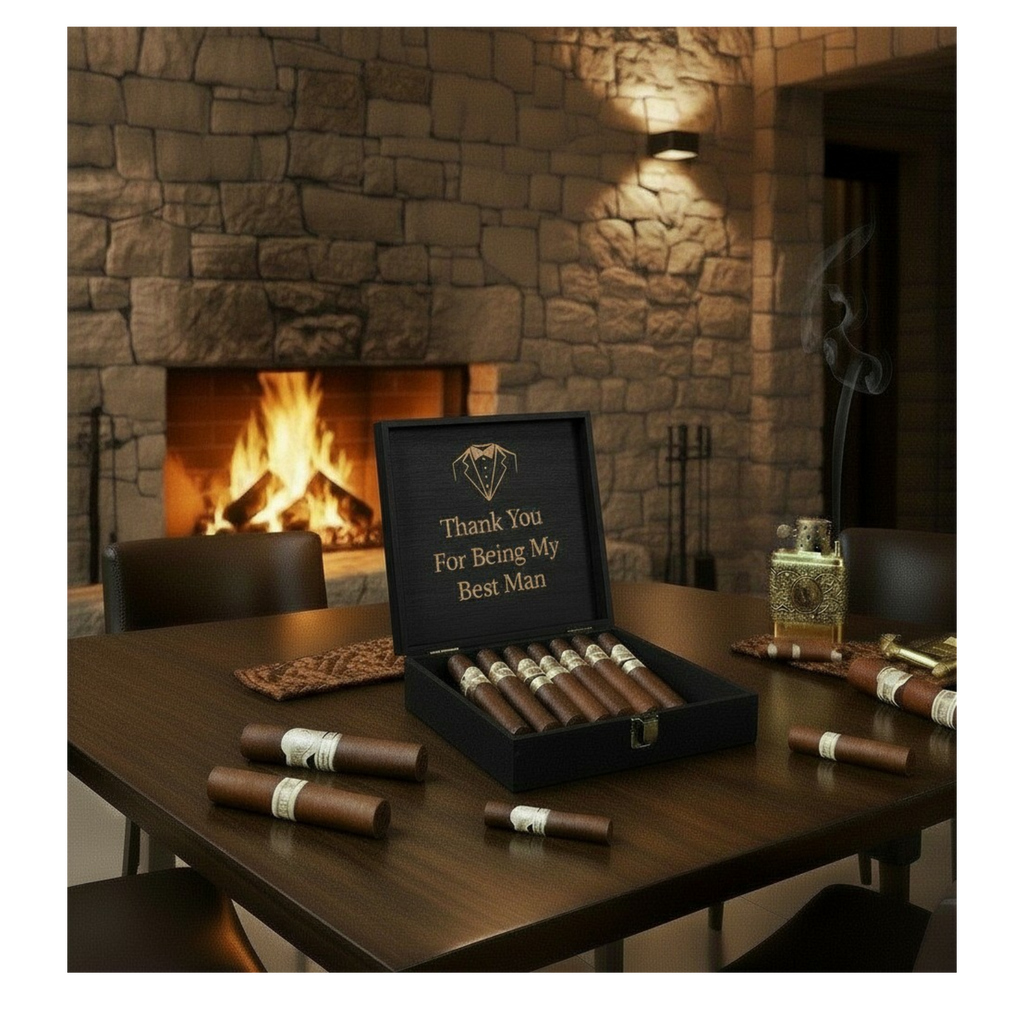 Wood Memory Box — Cigar · Dark Walnut · Multi‑Use Keepsake & Storage Box