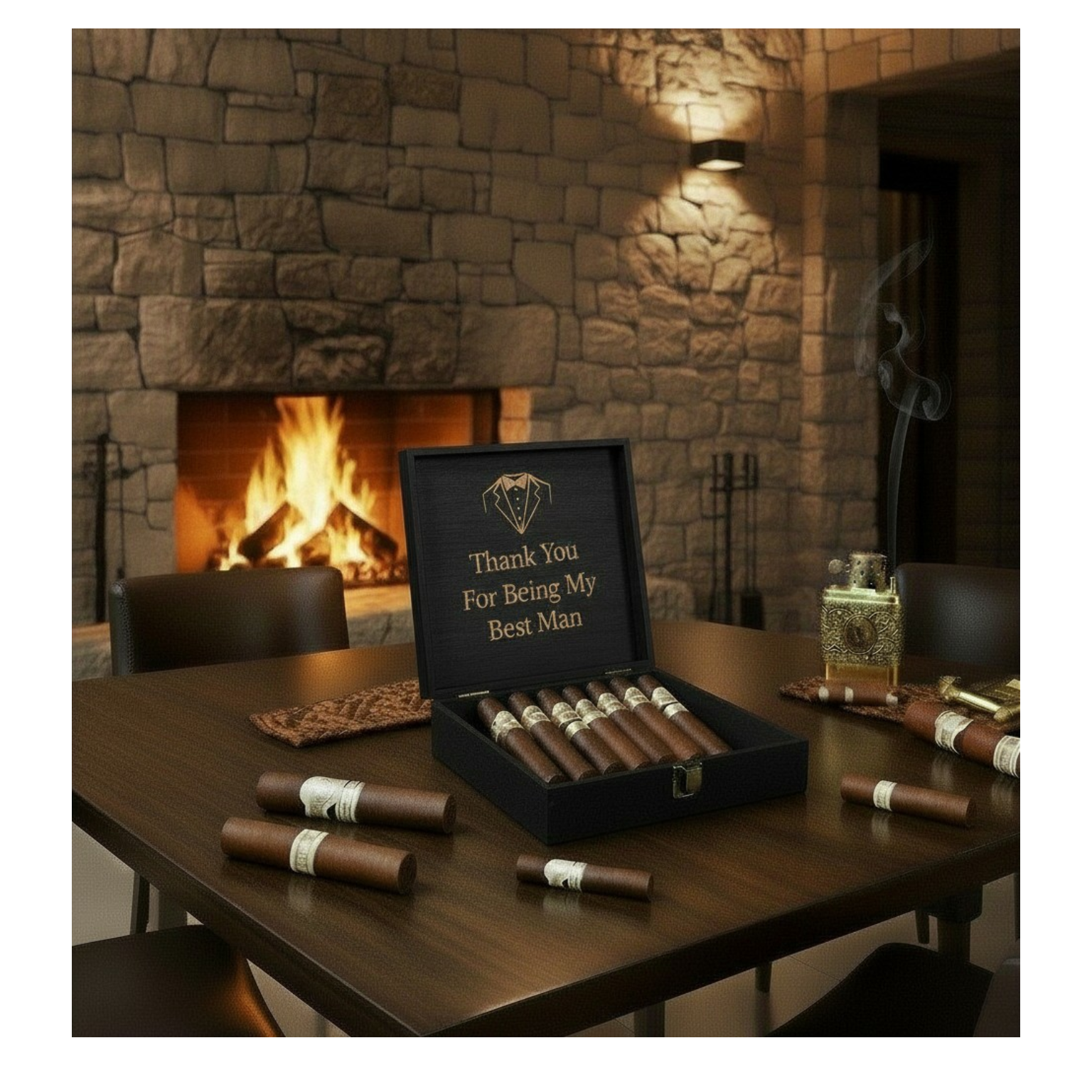 Wood Memory Box — Cigar · Dark Walnut · Multi‑Use Keepsake & Storage Box