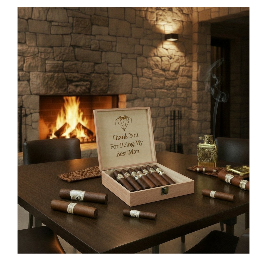 Wood Memory Box — Cigar · Dark Walnut · Multi‑Use Keepsake & Storage Box