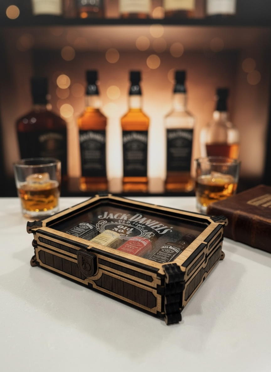 Handmade Jack Daniel’s Mini Bottle Display Box — Crafted for Collectors & Whiskey Lovers