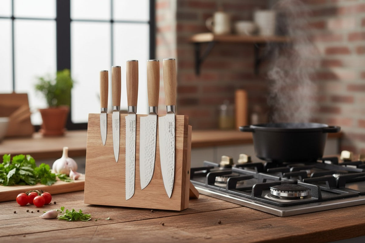 Personalized 6-Piece Kitchen Knife Set | Magnetic Folding Block