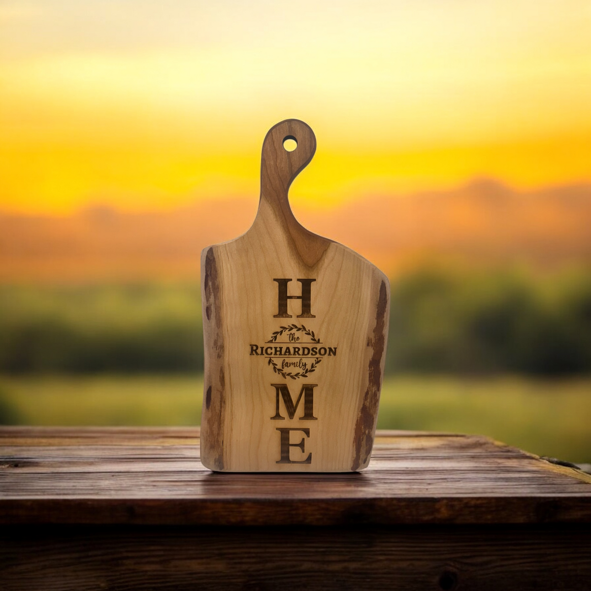 Personalized Live Edge Cutting Board | Rustic Kitchen Gift