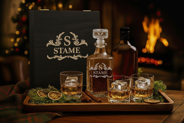 Wood Decanter and 2 Glass Gift Box - L  · A Keepsake Worth Keeping