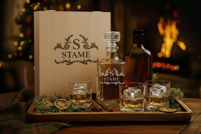 Wood Decanter and 4 Glass Box — XL Walnut · A Keepsake Worth Keeping